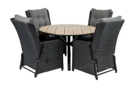 5-teiliges Gartenset | 4 verstellbare Dublin Gartenstühle | Limasol Gartentisch | ø 120 cm