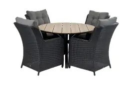 5-teiliges Gartenset | 4 Dublin Gartenstühle | Limasol Gartentisch | ø 120 cm