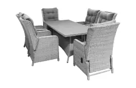 7-teiliges Gartenset | 6 verstellbare  Gartenstühle Dublin | Dublin Gartentisch 180 cm