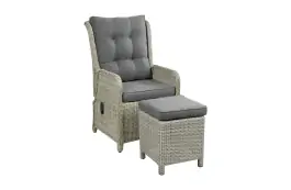 Loungesessel mit Hocker 40 x 40 cm | Dublin | Polyrattan | Mystic Grey
