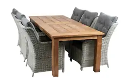 7-teiliges Gartenset | 6 Gartenstühle Dublin | Jakarta Gartentisch 240 cm