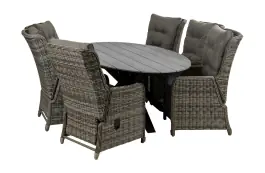 7-teiliges Gartenset | 6 verstellbare Dublin Gartenstühle | Limasol Gartentisch | 220 cm | Oval