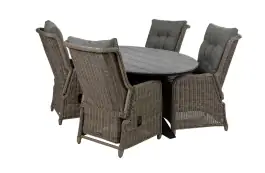 5-teiliges Gartenset | 4 verstellbare Dublin Gartenstühle | Limasol Gartentisch | 180 cm | Oval