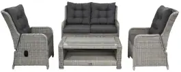 Sessel-Sofa Lounge-Set Dublin | Verstellbar | 2-Sitzer | Mystic Grau | Rattan