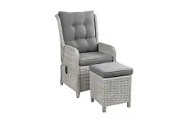 Loungesessel mit Hocker 40 x 40 cm | Dublin | Polyrattan | Mystic Grey