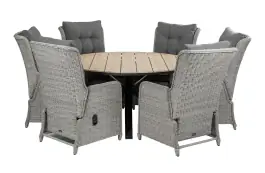 7-teiliges Gartenset | 6 verstellbare Dublin Gartenstühle | Limasol Gartentisch | ø 150 cm