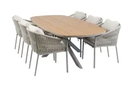 7-teiliges Garten-Set | 6 Elvira Gartenstühle | 240 x115 cm Cadiz Gartentisch | Camel