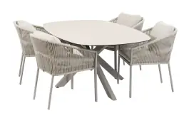 5-teiliges Garten-Set | 4 Elvira Gartenstühle | Malaga Gartentisch 180 x 115 cm | Camel