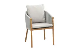 Dining-Gartenstuhl Es Vedra | Teakholz & Rope | Creme