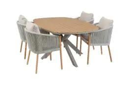 5-teiliges Garten-Set | 4 Es Vedra Gartenstühle | 180 cm Cadiz Gartentisch | Teak & Camel