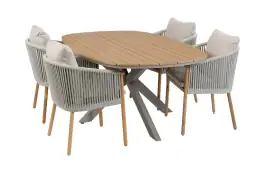 5-teiliges Garten-Set | 4 Es Vedra Gartenstühle | 180 cm Cadiz Gartentisch | Teak & Camel