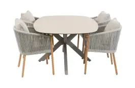 9-teiliges Garten-Set | 8 Es Vedra Gartenstühle | 280 cm Malaga Gartentisch | Teakholz & Camel