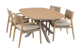 5-teiliges Garten-Set | 4 Felline Gartenstühle | 180 x115cm Cadiz Gartentisch | Akazienholz & Camel