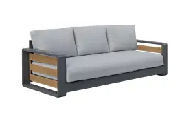 Lounge-Sofa Fosega | 3-Sitzer | Mattschwarz / Steingrau | Aluminium