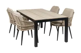 5-teiliges Garten-Set | 4 Isabel Stühle | Limasol Gartentisch | 180 cm