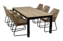 7-teiliges Gartenset | 6 Mona Gartenstühle | Limasol Gartentisch | 225 cm