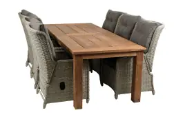 7-teiliges Gartenset | 6 verstellbare Stühle Dublin | Jakarta Gartentisch 240 cm