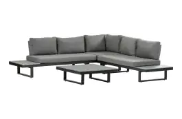 Plattform Lounge-Set Hoedspruit | 4-teilig | Grau | Aluminium & Polywood