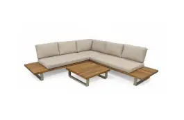Ecklounge-Set Barstano | Sand/Sable | Akazienholz und Aluminium
