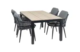 5-teiliges Garten-Set | 4 Gartenstühle Isabel | Limasol Gartentisch | 180 cm