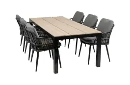 7-teiliges Garten-Set | 6 Gartenstühle Isabel | Limasol Gartentisch | 225 cm