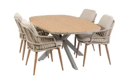 5-teiliges Garten-Set | 4 Isabel Gartenstühle | 180 x 115 cm Tower Gartentisch | Sand & Camel