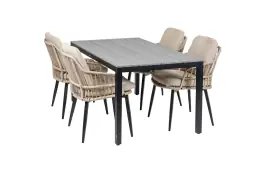 5-teiliges Garten-Set | 4 Isabel Stühle | Limasol Gartentisch | 160 cm
