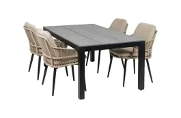 5-teiliges Garten-Set | 4 Isabel Stühle | Limasol Gartentisch | 180 cm