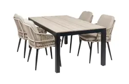 5-teiliges Garten-Set | 4 Isabel Stühle | Limasol Gartentisch | 180 cm