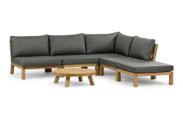 Eck-Lounge-Set Kent | 6-teilig | Grey | Akazienholz