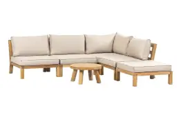 Eck-Lounge-Set Kent | 6-teilig | Sand | Akazienholz