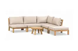 Eck-Lounge-Set Kent | 6-teilig | Sand | Akazienholz