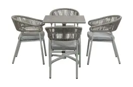 5-teiliges Gartenset | 4 Gartenstühle Knokke | Klappbarer Gartentisch Gent 70 x 70 cm  | Sand