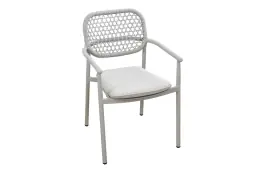 Stapelbarer Gartenstuhl Lecce | Beige | Sand/Mokka | Aluminium und Rope