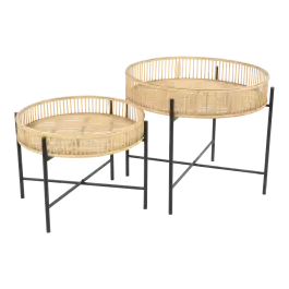 Beistelltisch-Set Aiko | Natur | Bambus & Metall | Lesli Living