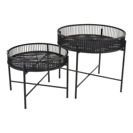 Beistelltisch-Set Aiko | Schwarz | Bambus & Metall | Lesli Living