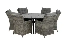 7-teiliges Gartenset | 6 Dublin Gartenstühle | Limasol Gartentisch | ø 150 cm