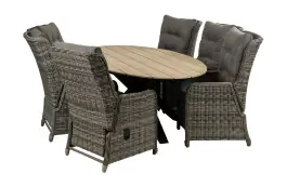 7-teiliges Gartenset | 6 verstellbare Dublin Gartenstühle | Limasol Gartentisch | 220 cm | Oval