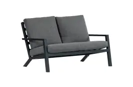 2-Sitzer Lounge-Sofa | Bezano | Mattschwarz / Grau | Aluminium
