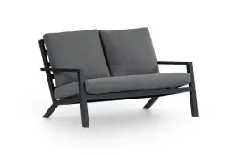 2-Sitzer Lounge-Sofa | Bezano | Mattschwarz / Grau | Aluminium