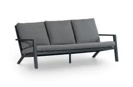 3-Sitzer Lounge-Sofa | Bezano Mattschwarz / Grau | Aluminium