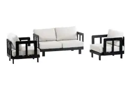 Sessel-Sofa Lounge-Set Tulum | Schwarz | 2-Sitzer
