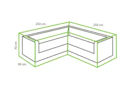 Lounge-Set Schutzhülle L-Form 250 cm / 90 x 250 cm / 90 x 70 cm