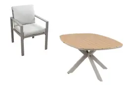 5-teiliges Gartenmöbel-Set | 4 Lumo Gartenstühle (Beige & Camel) | Gartentisch Cadiz 180x115 cm (Camel)