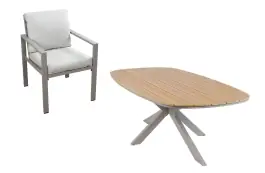 7-teiliges Gartenmöbel-Set | 6 Lumo Gartenstühle (Beige & Camel) | Gartentisch Cadiz 240x115 cm (Camel)