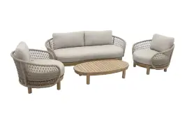 Lounge-Set Maka | 4-teilig | Sand | Akazienholz