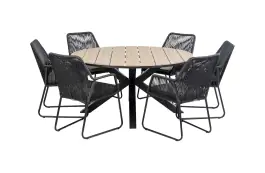 7-teiliges Gartenset | 6 Mona-Stühle  | Limasol Gartentisch | ø 150 cm