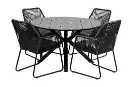 5-teiliges Gartenset | 4 Mona Gartenstühle  | Limasol Gartentisch | ø 120 cm