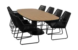 5-teiliges Garten-Set rund | 4 Mona-Gartenstühle | ø 120 cm Tower-Gartentisch | Schwarz