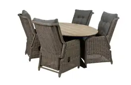 5-teiliges Gartenset | 4 verstellbare Dublin Gartenstühle | Limasol Gartentisch | 180 cm | Oval